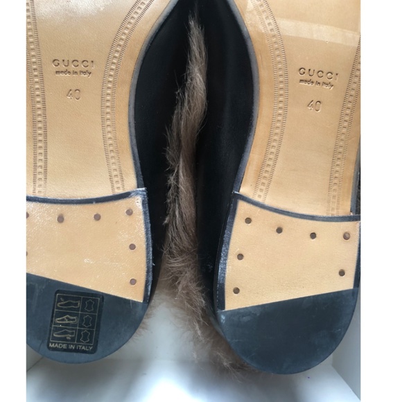 Gucci Leather Beige Fur Princetown Loafer Mules/Slides - Picture 6 of 12